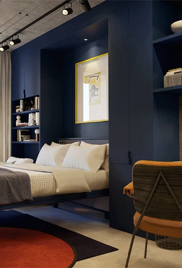 Cama doble del Estudio Coliving La Fabrica &Co