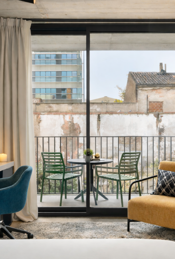 How your coliving room could look like studio terrace with kitchenette
